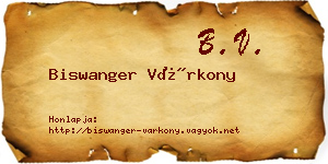 Biswanger Várkony névjegykártya